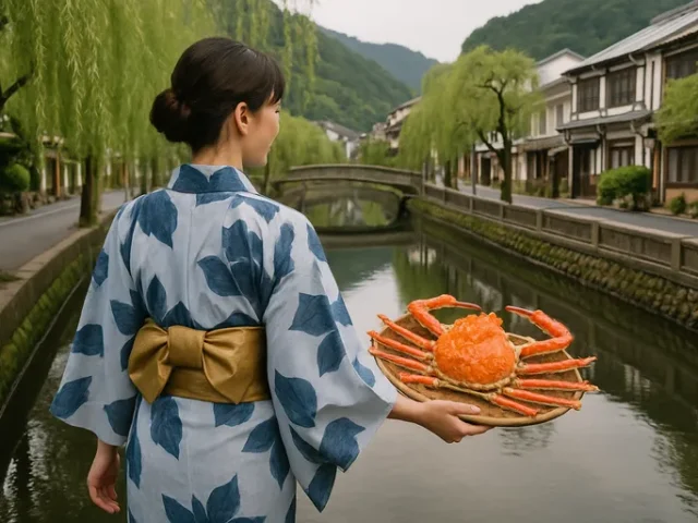 Kinosaki: onsen hoppen in yukata tussen wilgen en kanaaltjes, met sneeuwkrab als kroon op je dag
