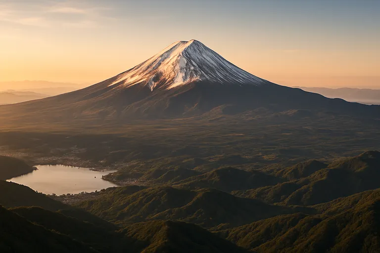 Mount fuji in vogelvlucht